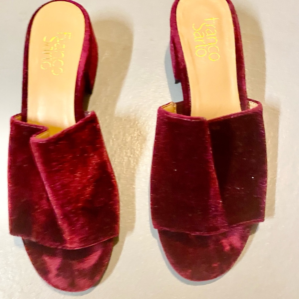 Franco Sarto velvet slides